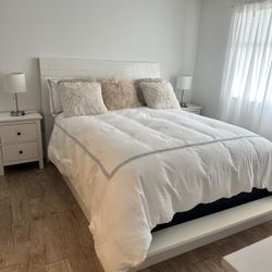 Queen Bed Frame, Mattress And Box 