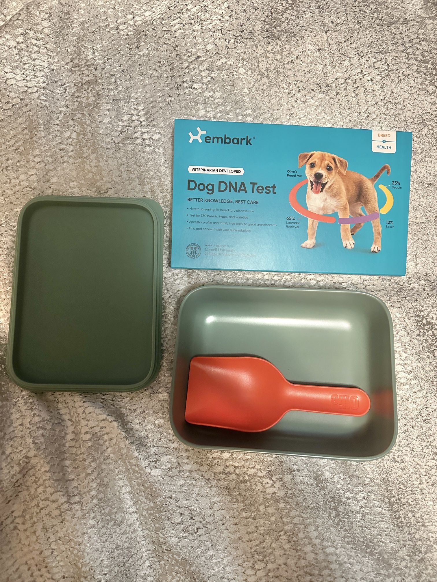 Embark Dog DNA Test/Green Ollie Puptainer Dog Food Storage Container