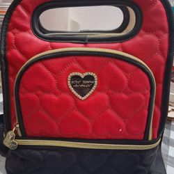 Betsey Johnson insulated Pink Heart Lunch Tote