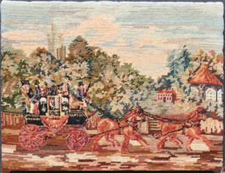 Coaching days vintage needlepoint tapestry original artwork fine art horses