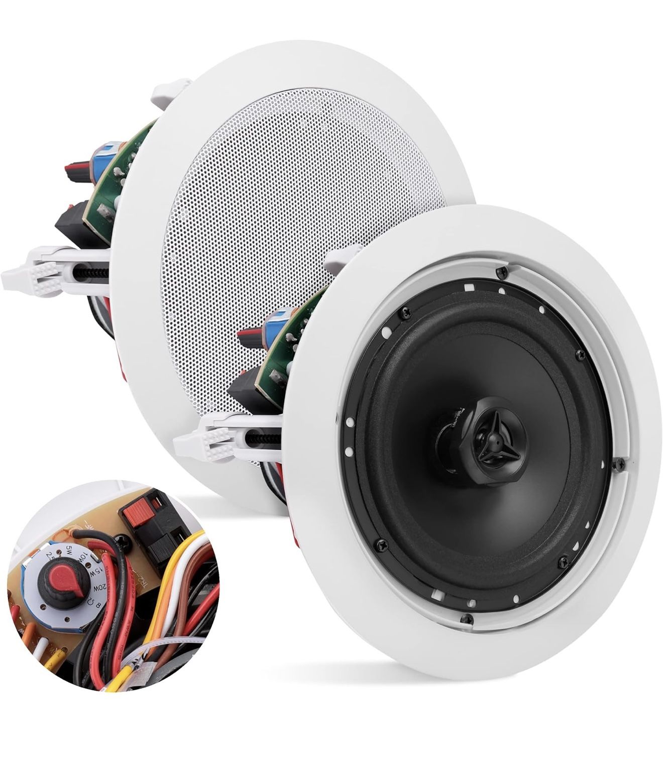 Pyle Ceiling and Wall Mount Speaker-6.5” 2-Way 70V Audio Stereo Sound Subwoofer Sound with Dome Tweeter,500 Watts,in-Wall&in-Ceiling Flush Design for