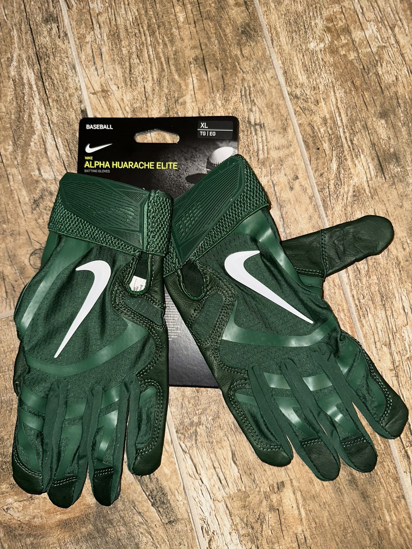 Nike Alpha Huarache Elite Batting Glove Textured Palm Men George Green/White XL