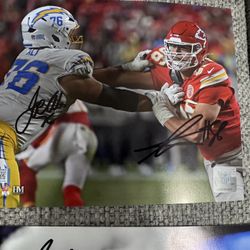 George Karlaftis Joe Alt Dual Signed 8x10 Photo - JSA / Beckett- Chiefs Chargers