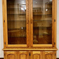 Large Oak China Cabinet 