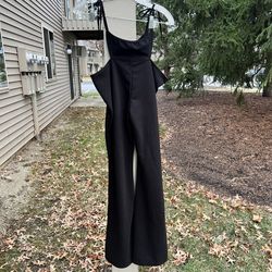 Shein Flared Cut-Out Waist Tie Side Pants Black Size TALL M