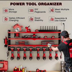 Large red  wall mounted power tool organizer