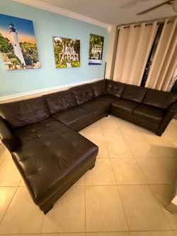 6PC Premium Leather Modular Sectional with Chaise – $800 OBO