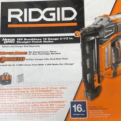 Ridgid 18v Brushless Nail Gun  (tool Only)