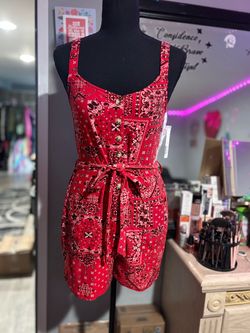 NWT Red with buttons and belt romper