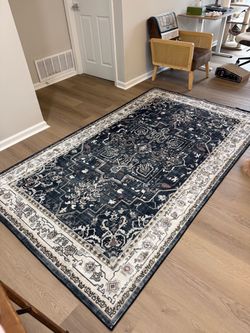 NEW 5x8 Vintage Area Rug – Black/Beige – $65