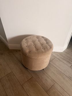 Beige Tufted Storage Ottoman