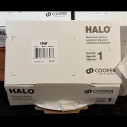 Lot of 5 - HALO 6" White Recessed Lighting w/Sloped Ceiling Trim & Baffle (456W)