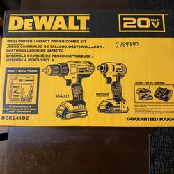 DEWALT 20V Max Cordless Brushed 2 Tool Compact Drill And Impact Driver Kit