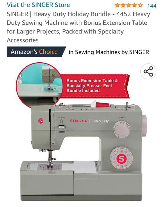 Singer 4452 Heavy Duty Sewing machine With Extension Table for Sale in  Auburn, WA - OfferUp