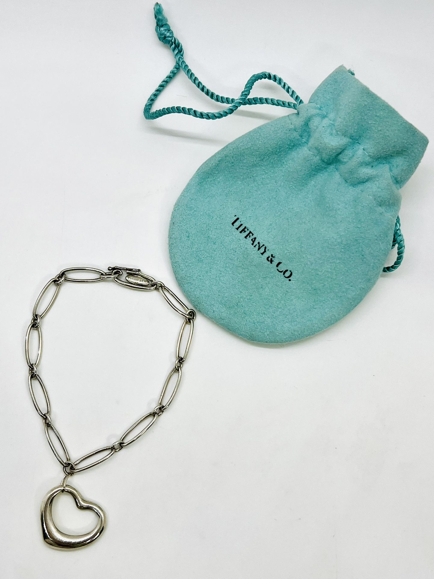 Tiffany Co 925 Sterling Silver Elsa Peretti Open Heart Link