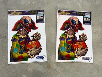 2 Creepy Clown Car Window clings