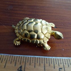 Gold Tone Turtle Pin With Clasp
