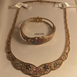 Kohl's Gold Over Silver Necklace And Bracelet Set