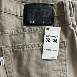 Men’s Tan Levi’s 514 Size 32 X 36 NWT