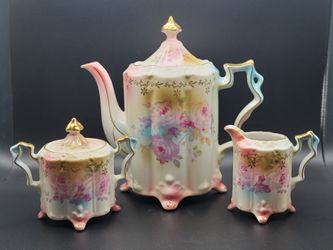 Vintage RS PRUSSIA RS SuhL Porcelain Tea Set ( Set of 3 )