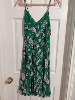 Green floral midi dress S