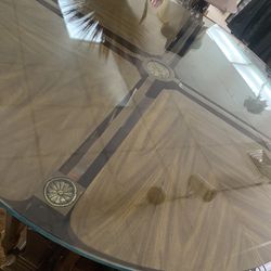 Glass Top Table with Small Stools