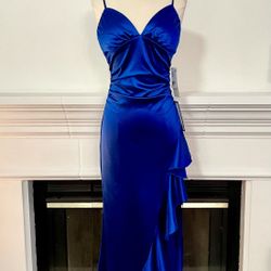 Katia Rae-Elegant Asymmetrical Royal Blue Dress