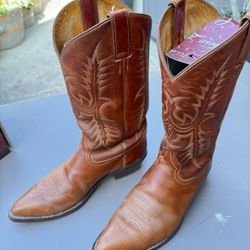 Vintage Tony Lama Men's Full Grain Leather Western Boots, Size 8