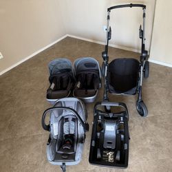 Evenflo Pivot Expand Double Stroller w/Car Seat Base 