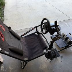 Racing Simulator with Cockpit, Wheel, Shifter, Pedals, and HandBrake