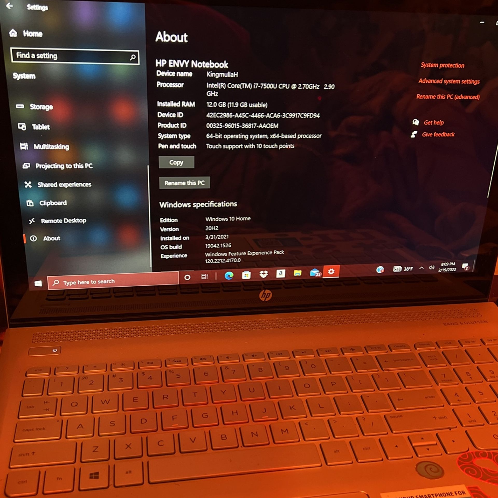 Hp Envy Bang Olufsen Core I7