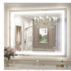 ☀️#0080 40 in. W x 32 in. H Rectangular Frameless 192 LEDs/m Front Lighted Anti-Fog Tempered Glass W