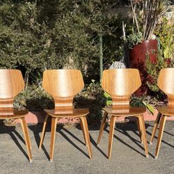 Set Of 4 Room & Board Pike Wood Dining/Side Chairs