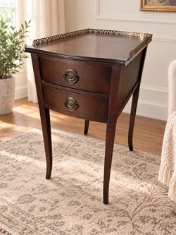 Vintage nightstand solid wood side table 2 drawers