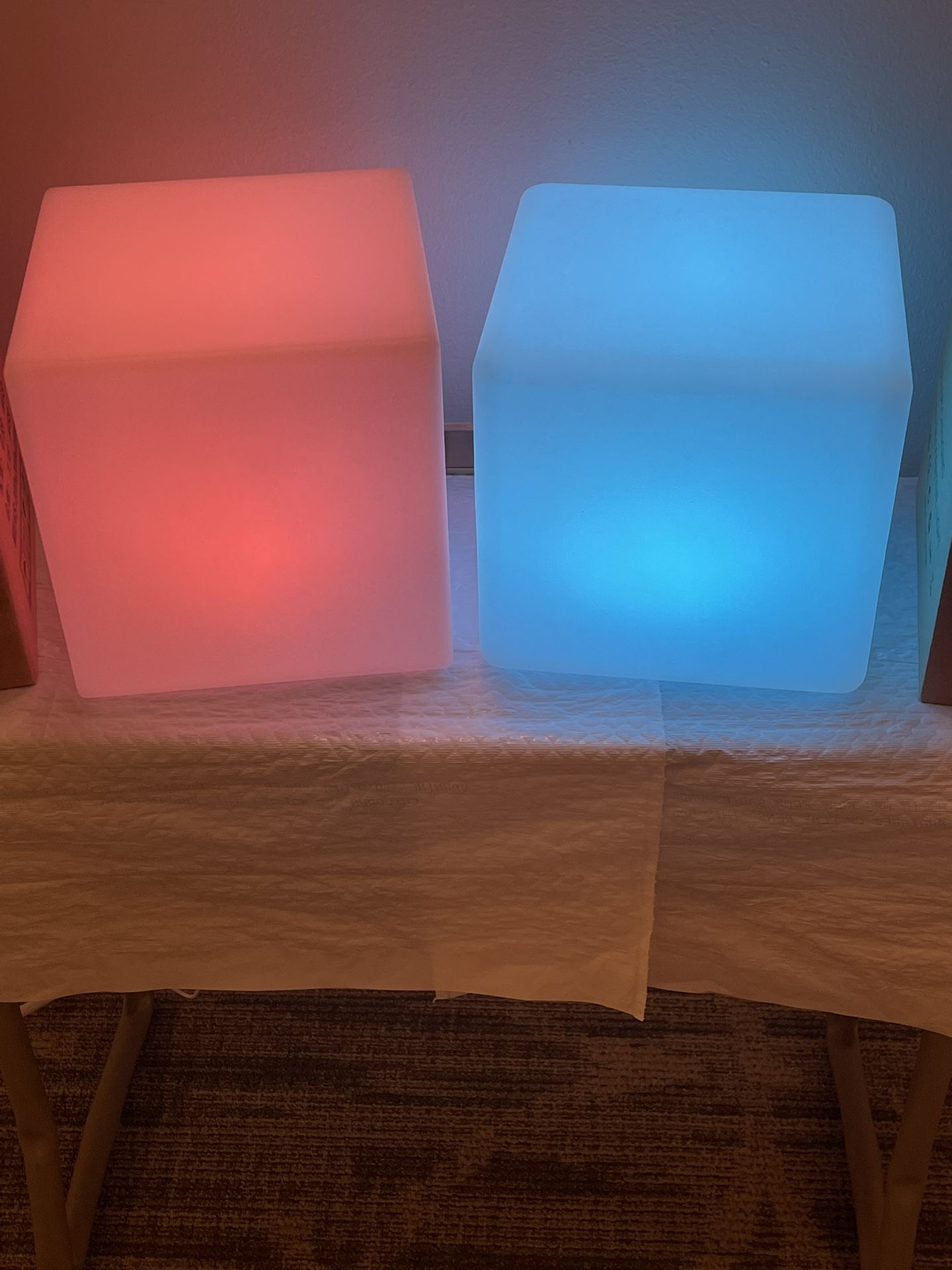 NEW!! Large, 8"Sq., Tabletop LED Color-Changing CUBE - posted price is firm for BOTH CUBES purchased together.