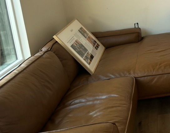 Genuine Leather sectional 99” l shaped tan brown