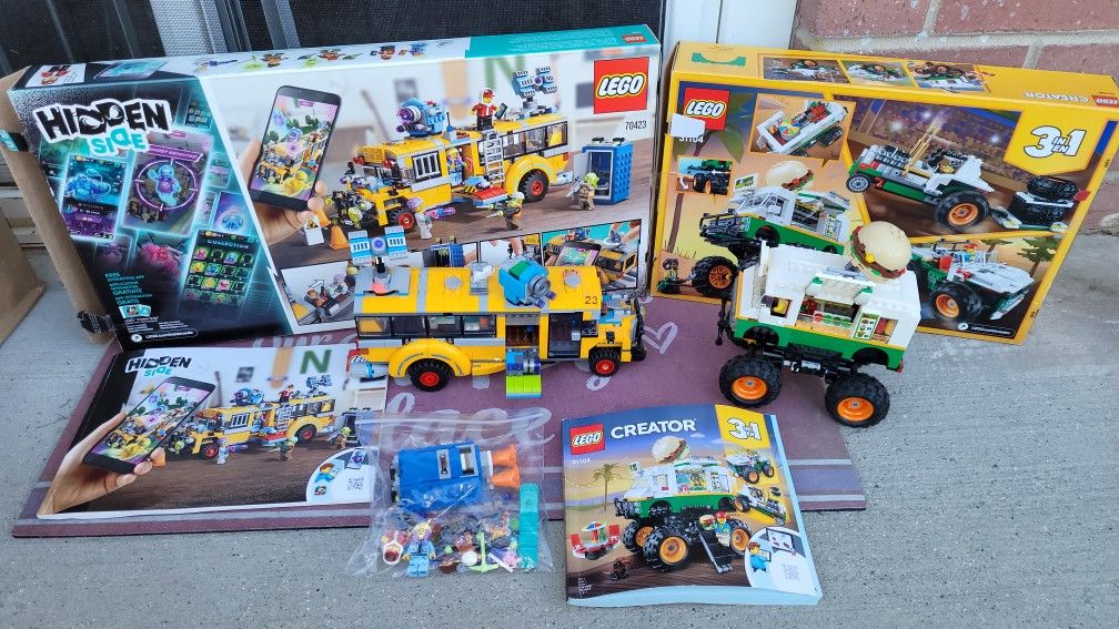 Lego Set School Bus And Monster Burger Truck