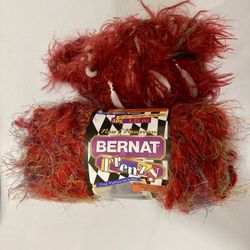 Bernat  Frenzy, Racy Red Yarn Mohair Mix 50 G