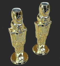 Nutcracker Brass Decorative 8" Candle Holders The Bombay Company/ Godinger Nice!