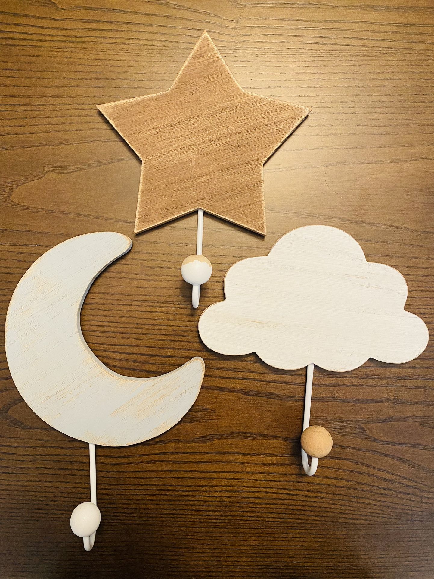 Wood Nursery Decor Star Moon Cloud 