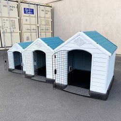 New Plastic Dog House w/ Lock Door (Medium $80, Large $115, X-Large $160) All Weather Cage Kennel