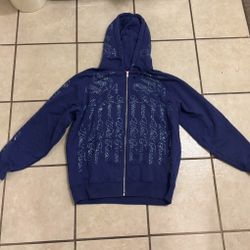 Supreme Rhinestone Zip Up Hooded Sweatshirt