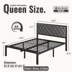 Queen size Bed frame with headboard New In Box