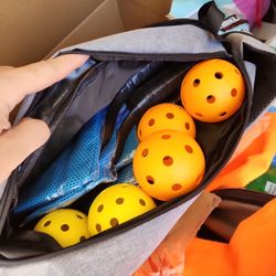 New Pickleball Set Balls And Rackets And Bag