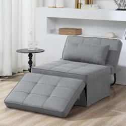 Sofa Bed, 4 in 1 Multi-Function Folding Ottoman Breathable Linen Couch Bed with Adjustable Backrest Modern Convertible Chair for Living Room Apartment