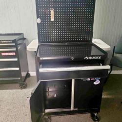 Husky Tool BOXES, One With Pegboard