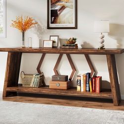Farmhouse Console Table, Industrial Narrow Long Sofa Entryway Table