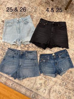 $10 each women’s denim shorts 25, 26, and 4