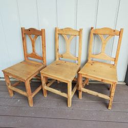 Vintage Gustavian Style Pine Dining Chairs (3)
