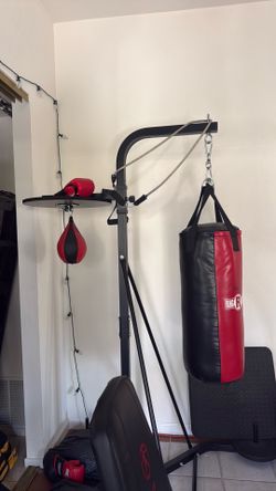 2-in-1 Boxing Training Station – Heavy Bag + Speed Bag Setup